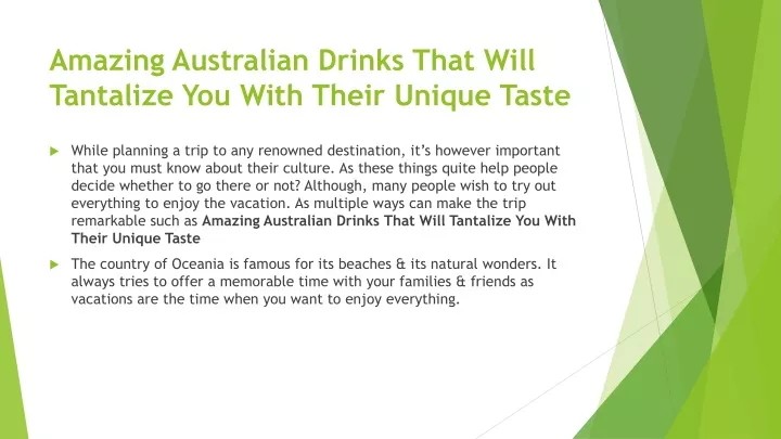 amazing australian drinks that will tantalize you with their unique taste