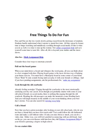 Free Things To Do For Fun