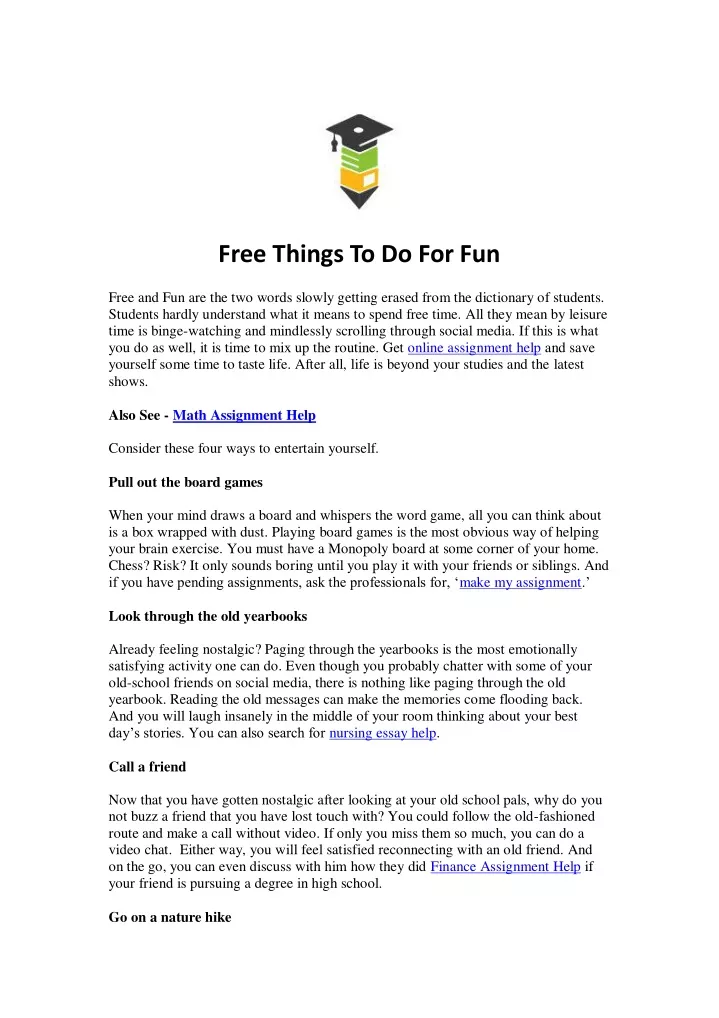 free things to do for fun