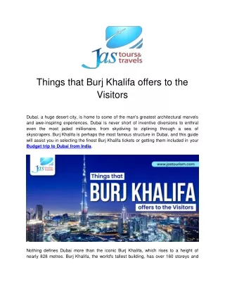 things that burj khalifa offers to the visitors