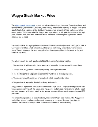 Wagyu Steak Market Price