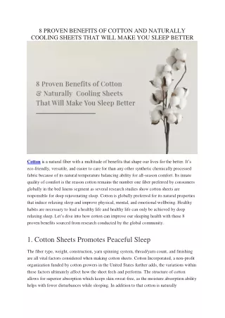 8 PROVEN BENEFITS OF COTTON AND NATURALLY COOLING SHEETS THAT WILL MAKE YOU SLEEP BETTER