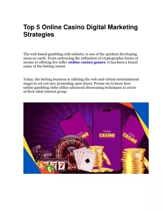 Top 5 Online Casino Digital Marketing Strategies
