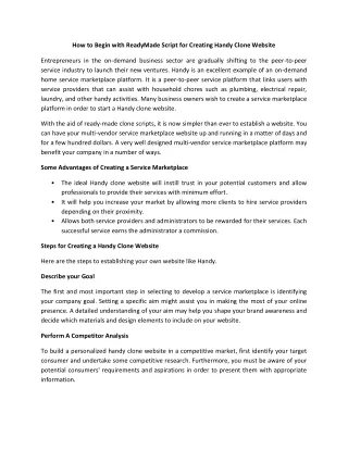 how to begin with readymade script for creating