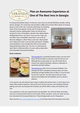 Plan an Awesome Experience at One of The Best Inns in Georgia