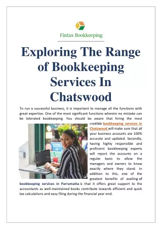 Exploring The Range of Bookkeeping Services In Chatswood