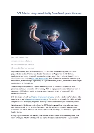 dof robotics dof robotics augmented reality game