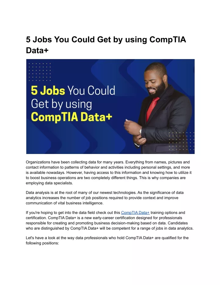 5 jobs you could get by using comptia data