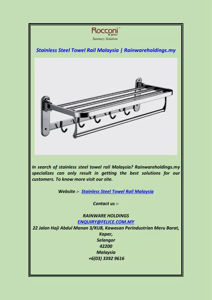 stainless steel towel rail malaysia