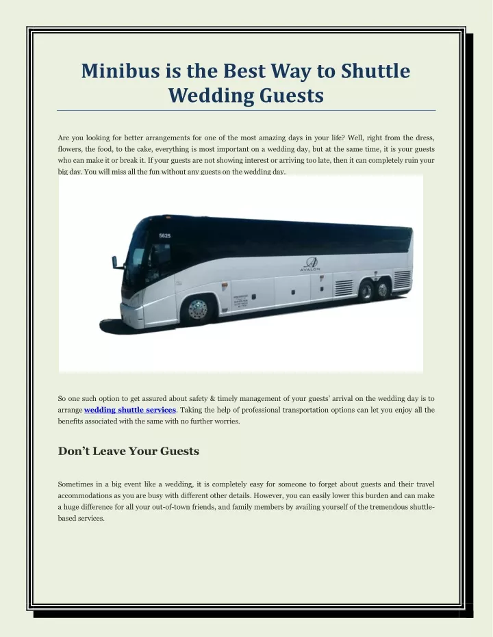 minibus is the best way to shuttle wedding guests