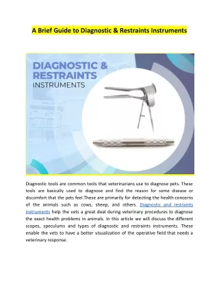 a brief guide to diagnostic restraints instruments