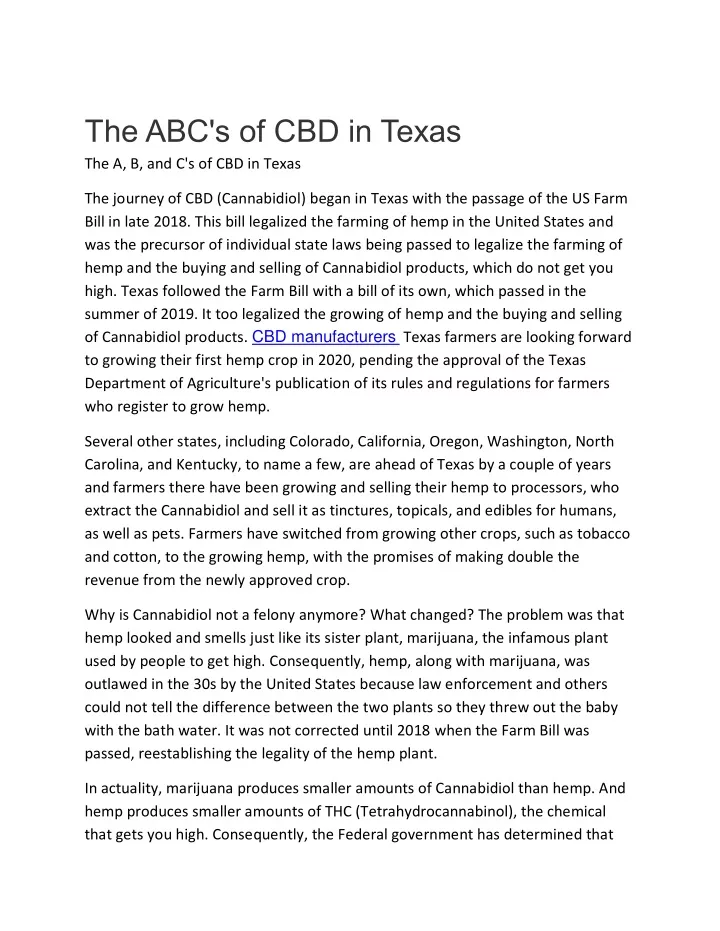 the abc s of cbd in texas