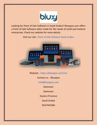 Point of Sale Software Saudi Arabia  Bluxypos.com