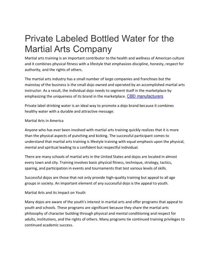 private labeled bottled water for the martial