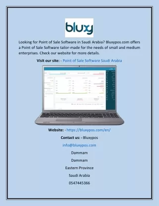 Point of Sale Software Saudi Arabia  Bluxypos.com