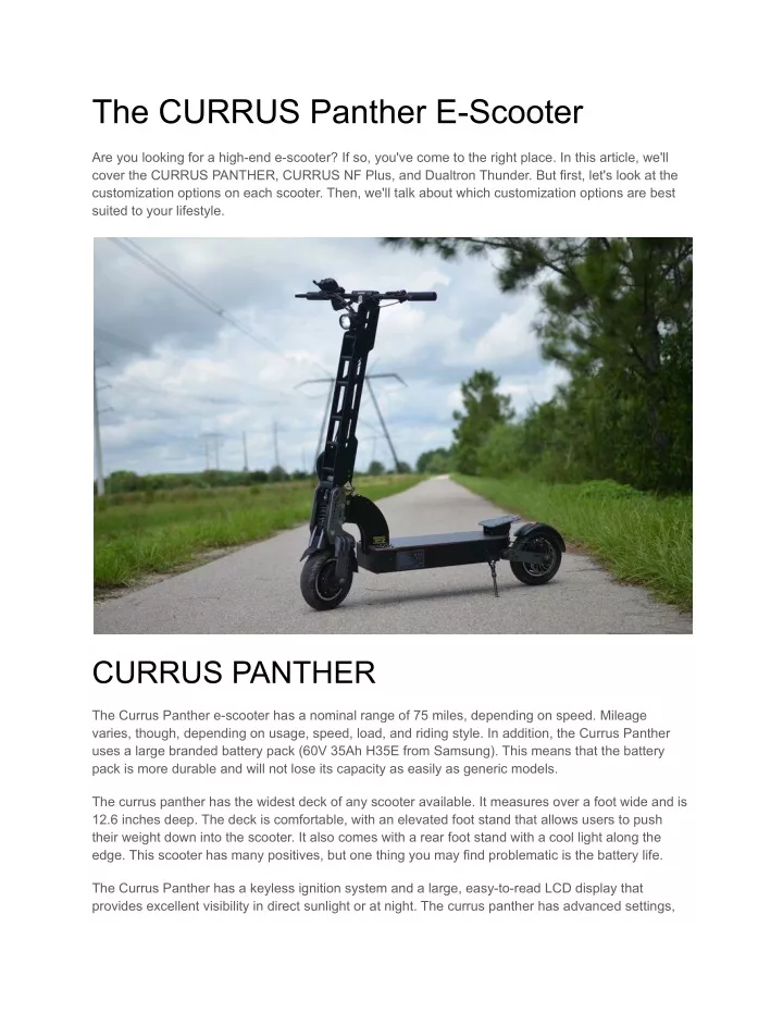 the currus panther e scooter