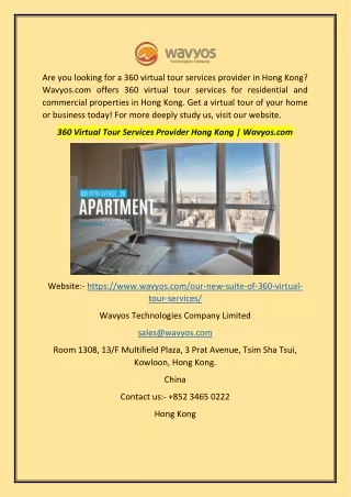 360 Virtual Tour Services Provider Hong Kong | Wavyos.com