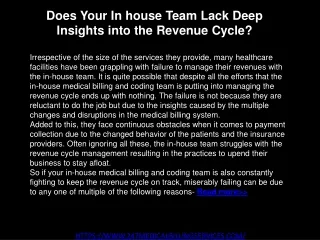 does your in house team lack deep insights into the revenue cycle