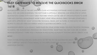 easy gateways to resolve the quickbooks error 1618