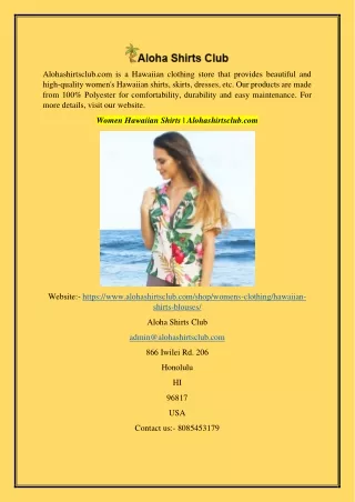 Women Hawaiian Shirts  Alohashirtsclub.com