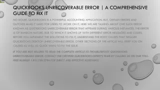 quickbooks unrecoverable error a comprehensive guide to fix it