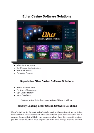 Ether Casino Software Solutions