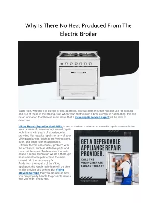 Why Is There No Heat Produced From The Electric Broiler