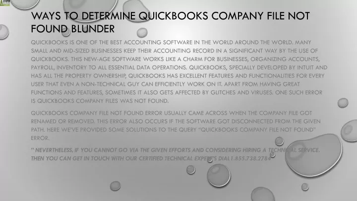 ways to determine quickbooks company file not found blunder