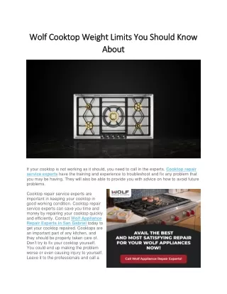 Wolf Cooktop Weight Limits You Should Know About