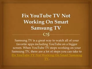 Fix YouTube TV Not Working On Smart Samsung