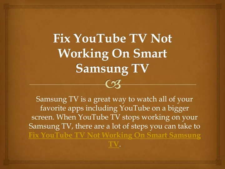 fix youtube tv not working on smart samsung tv