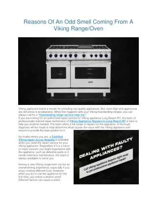 Reasons Of An Odd Smell Coming From A Viking Range