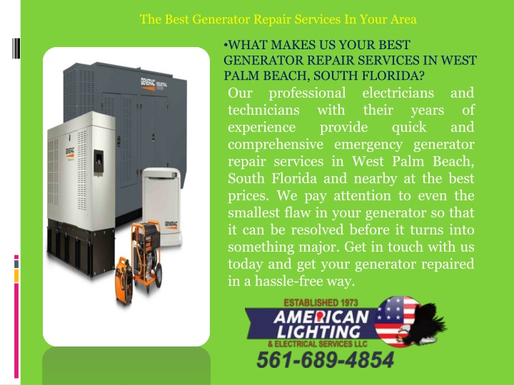 the best generator repair services in your area