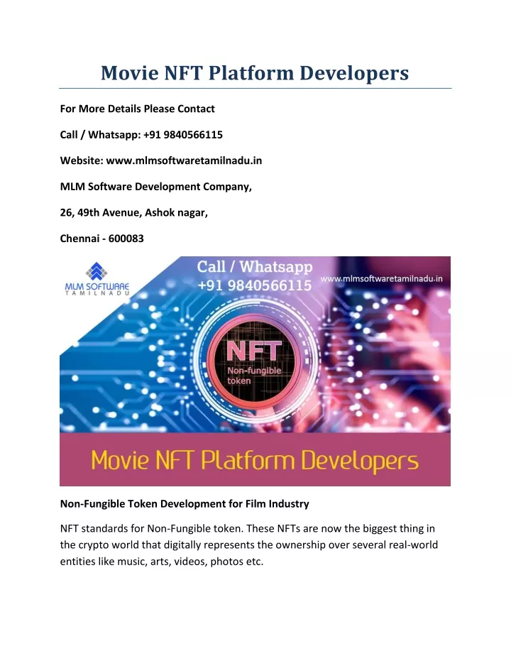 movie nft platform developers