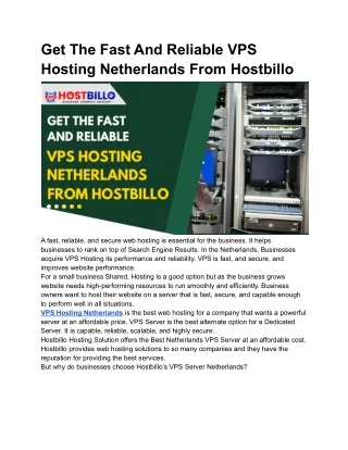 get the fast and reliable vps hosting netherlands