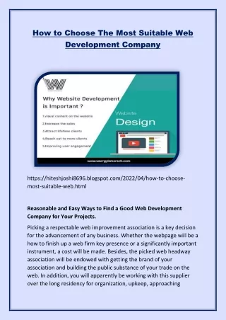 How To Choose The Most Suitable Web Development Company