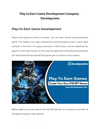 play to earn game development company developcoins