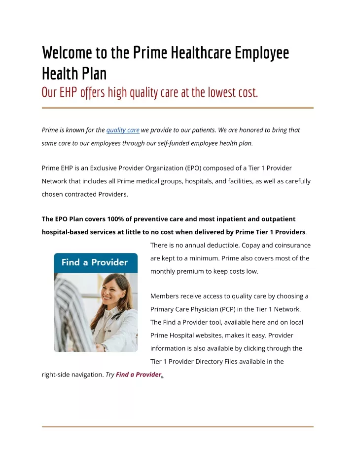 welcome to the prime healthcare employee health