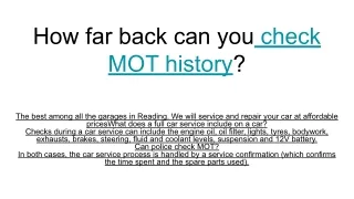 how far back can you check mot history