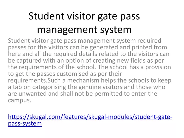 student visitor gate pass management system