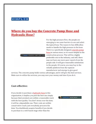 Where do you buy the Concrete Pump Hose and Hydraulic Hose?
