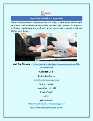 Searching for Law Firm in New Jersey