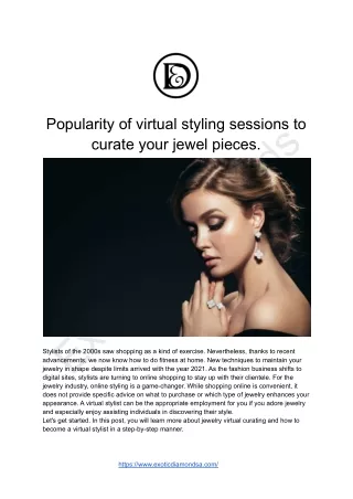 Popularity of virtual styling sessions to curate your jewel pieces
