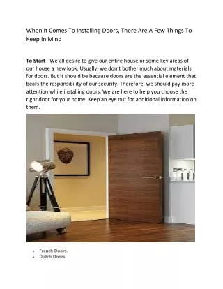 when it comes to installing doors there