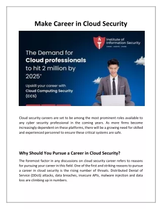 Kick Start Career In Cloud Security - Institute of Information Technology