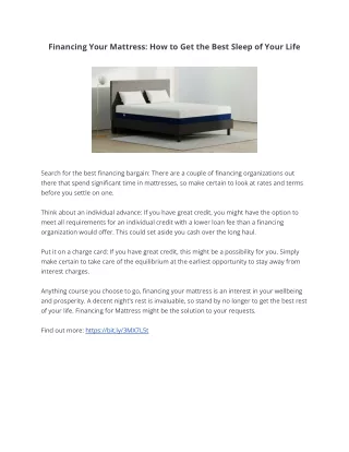 financing your mattress how to get the best sleep
