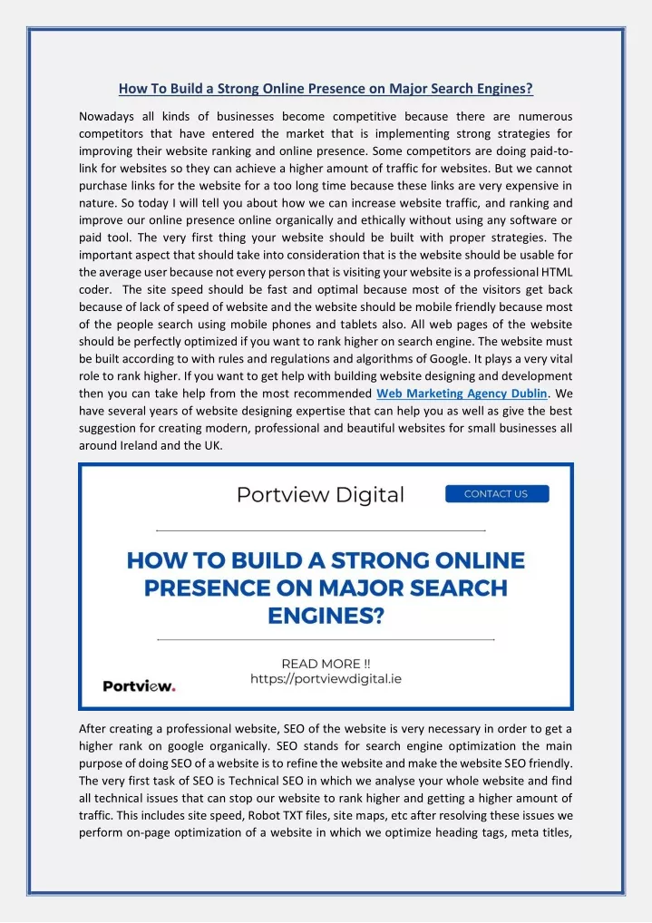 how to build a strong online presence on major