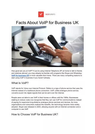 Facts About VoIP for Business UK