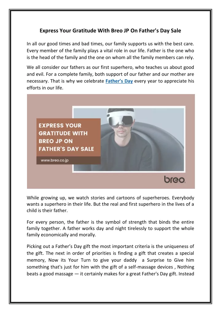 express your gratitude with breo jp on father
