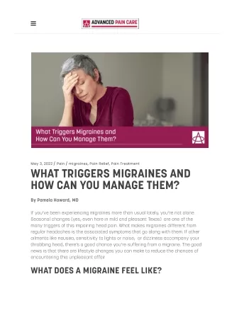 What Triggers Migraines And How Can You Manage Them